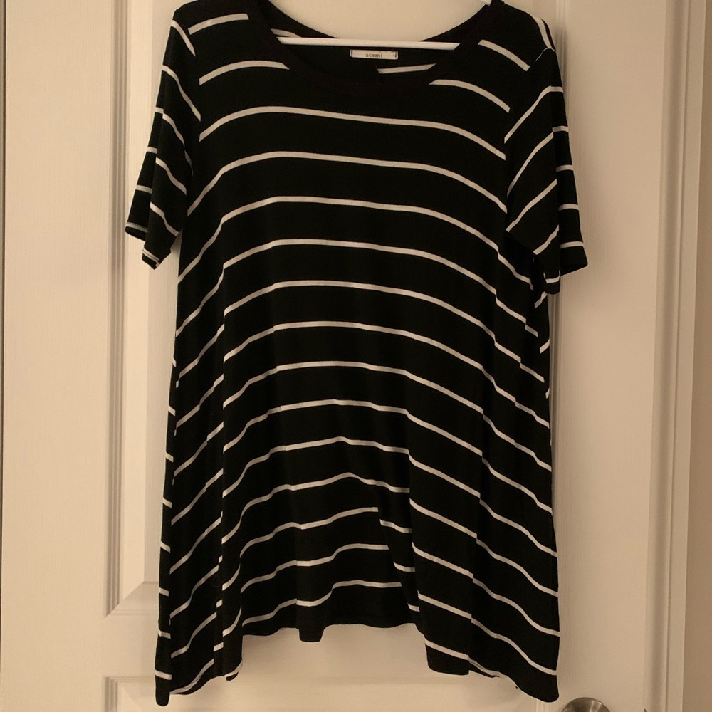 Striped long tee/ short dress